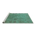 thumbnail image 2 of Ahgly Company Machine Washable Indoor Square Oriental Turquoise Blue Industrial Area Rugs, 6' Square, 2 of 4