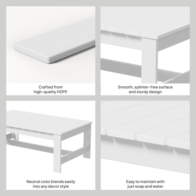 Better Homes & Gardens Ezra Outdoor HDPE Coffee Table, White
