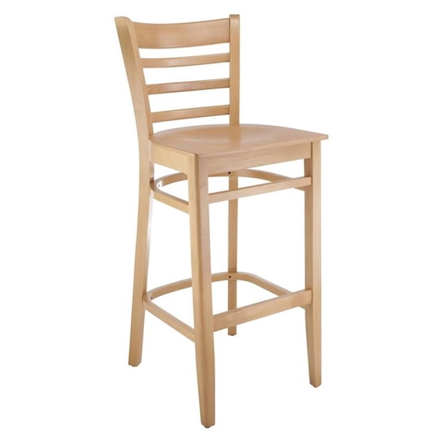 Pemberly Row 30" Transitional Wood Ladder Back Bar Stool in Natural