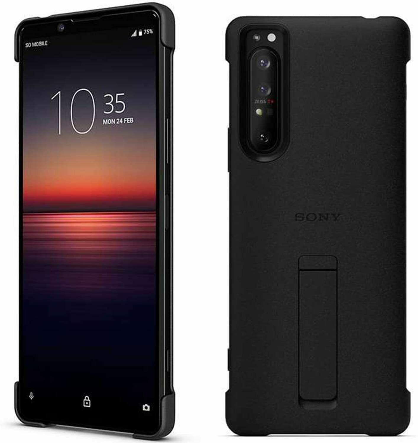 Androidケース Xperia 1 II Style Cover with Stand Sony Style Cover Stand for Xperia 1 II Black Case 1321-6243