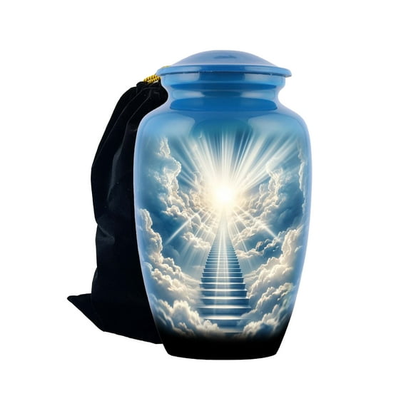 Holy Jesus Heaven Cremation Urn for Human Ashes - Adult Funeral Urns, Home or Burial Cremation Urns Handcrafted with Velvet Protection Bag