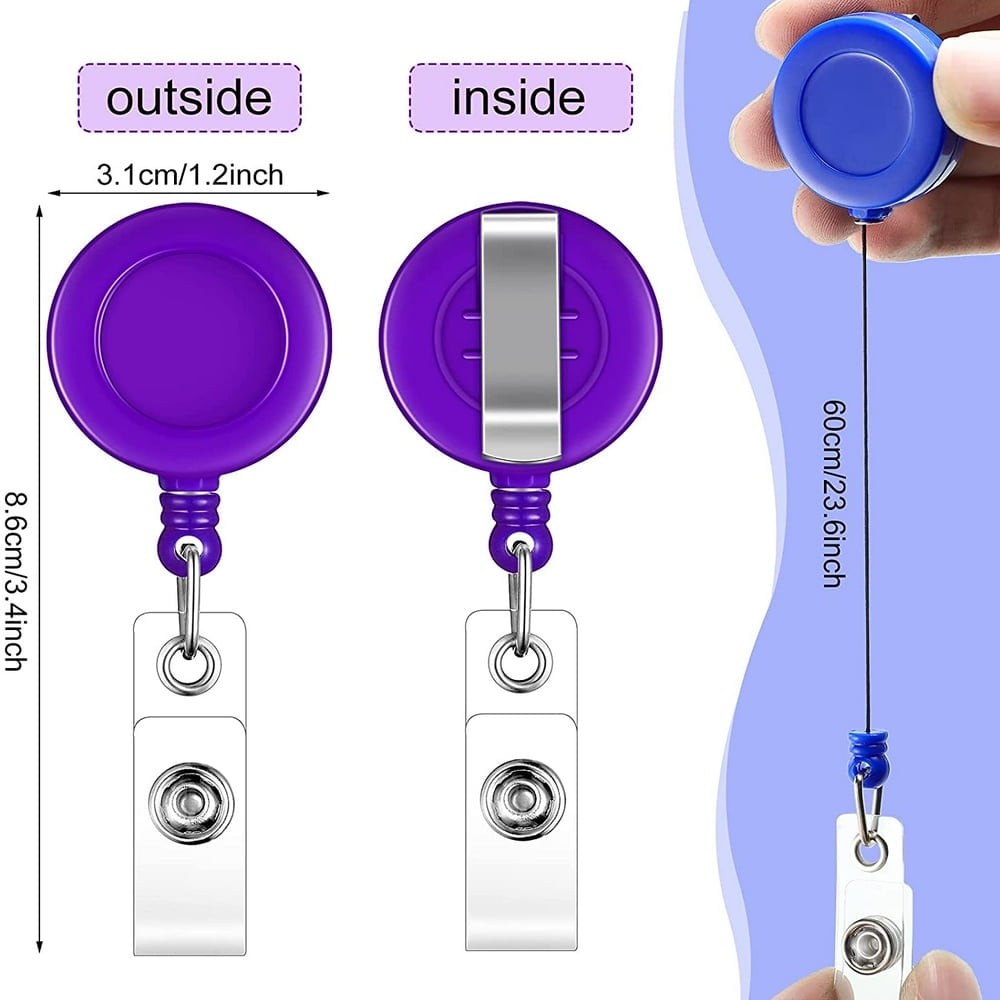 EIMELI Badge Reel  Retractable Badge Reel with Metal Belt Clip  100 Pack Retractable Badge Holder ID Badge Reel Clip for ID Card Badge Holder Key Keychain Holders (Multicolor)