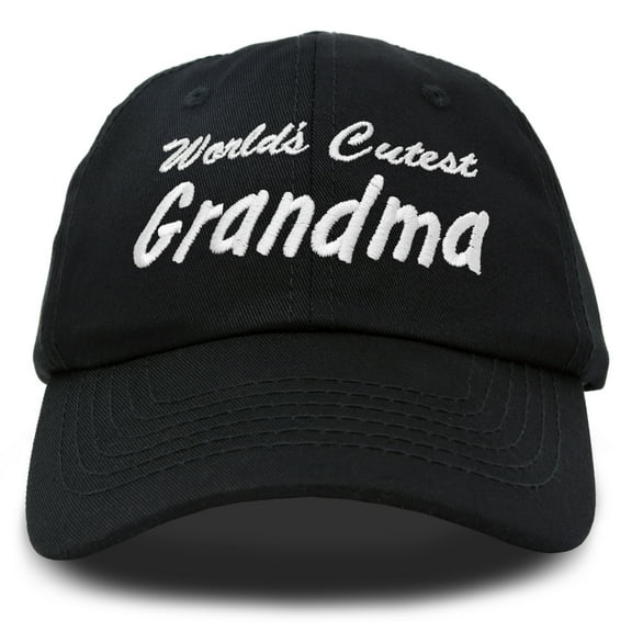 DALIX Worlds Cutest Grandma Hat Gift Embroidered Cotton Cap in Black