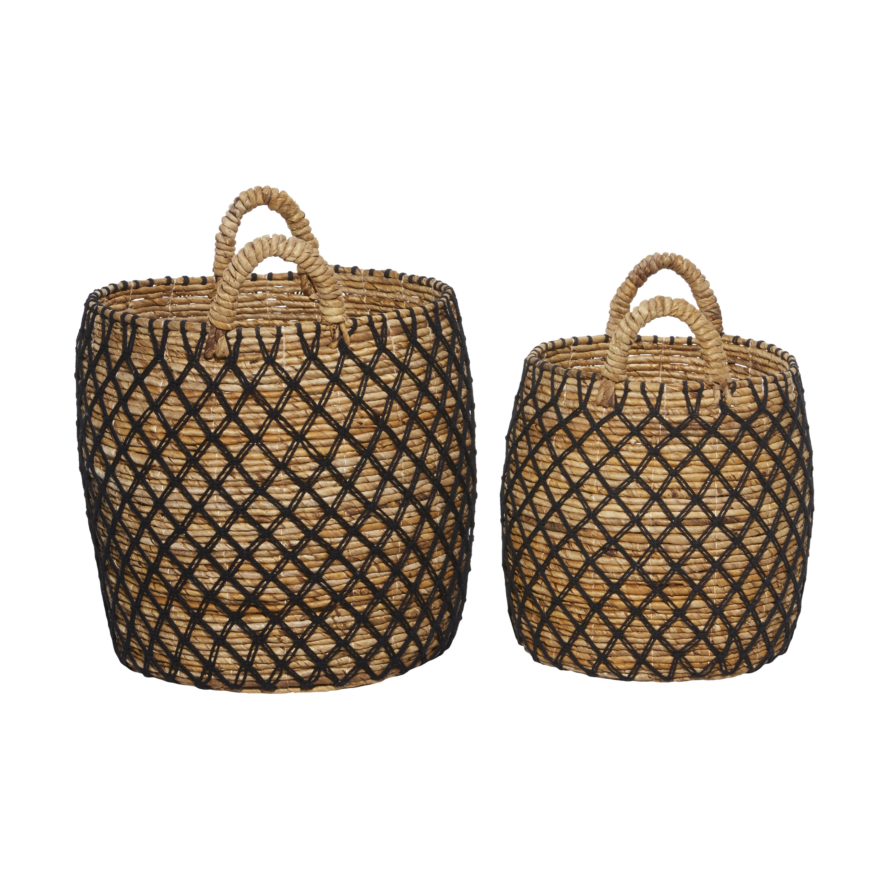 DecMode Coastal Banana Leaf Storage Basket, 19", 16"H, Brown, 2 - Pieces