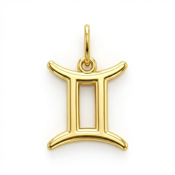 Gemini Zodiac Charm Pendant - 10 Karat Soild Gold - Astrology Pendant - Great For Gifts - Dainty Charm - Great For Layering