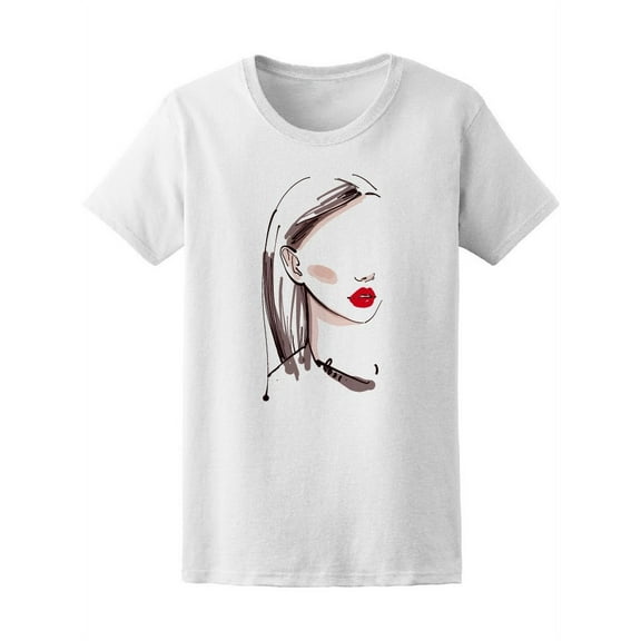 Cute Fashion Lady Sketch T-Shirt Women -Image by Shutterstock, Female Medium