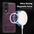 thumbnail image 4 of Magnetic for Samsung Galaxy S25 Edge PU Leather Case, Compatible with Magsafe, Built-in Invisible Stand, Premium Ultra Slim Adjustable Kickstand Protective Phone Case for Galaxy S25 Edge, Darkpurple, 4 of 8