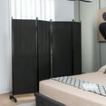 thumbnail image 5 of Costway 4-Panel Folding Room Divider 6FT Rolling Privacy Screen with Lockable Wheels Black, 5 of 9