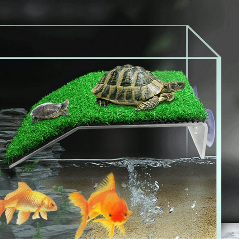 Toorise Simulation Grass Turtle Climbing Platform Turtle Resting Terrace  with Appropriate Climbing Length and Angle for Aquarium Fish Tank Slip-proof