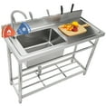 thumbnail image 3 of KFFKFF Stainless Steel Multifunctional Sink Single Bowl, Bring The Worktop Faucet And Legs 39.4 x 19.1 x 37.4 inches, 3 of 9