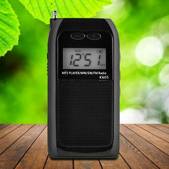 LOVEVER K 605 Pocket Radio Multifunctional LCD Digital Display Mini Portable FM MW SW MP3 Black