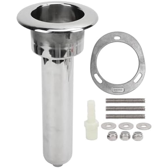 Rod & Cup Holder, Stainless Steel Fishing Rod Holder, Round Top Tube & Drink Holder for Boats, Yacht (0 Degrees)$$Sport & Recreation Other