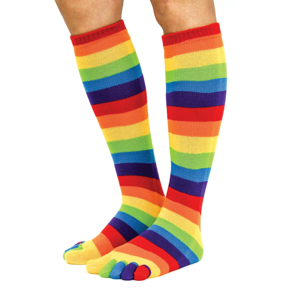 Collections Etc. - Bright Rainbow Stripes Short Length Toe Socks ...