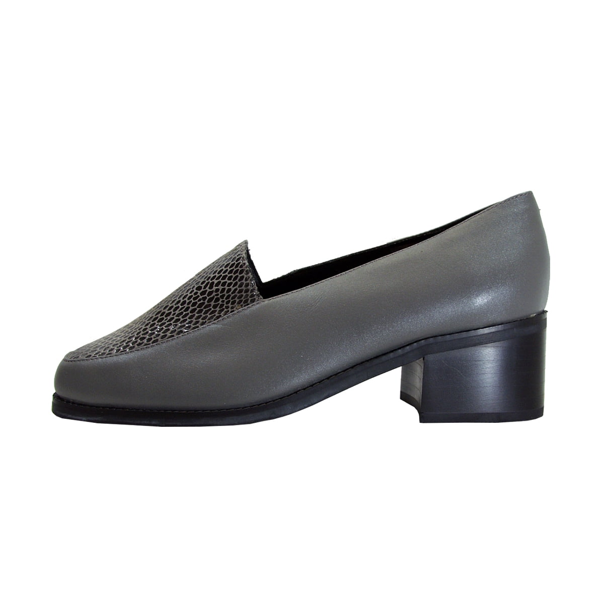 PEERAGE Zula Women's Wide Width Leather Animal Print Slip-on Shoes GRAY 10.5