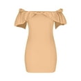 thumbnail image 4 of Edvintorg Off Shoulder Dress Fashion Women Sexy Bodycon Dresses Short Sleeve Strapless Backless Tube Top Evening Mini Dress Khaki M, 4 of 6