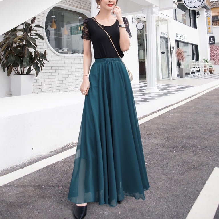 WDPL Women's Long Maxi Tulle Skirt - 43" Length, 4 Layer Tulle, Special Occasion & Party Skirt