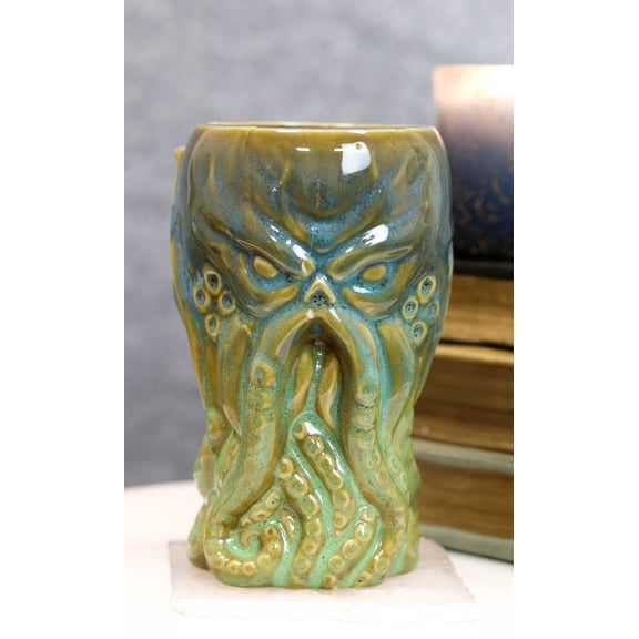Ebros Nautical Cthulhu Giant Octopus Kraken Tall Mug 16oz Ceramic 6.5"H (Green)