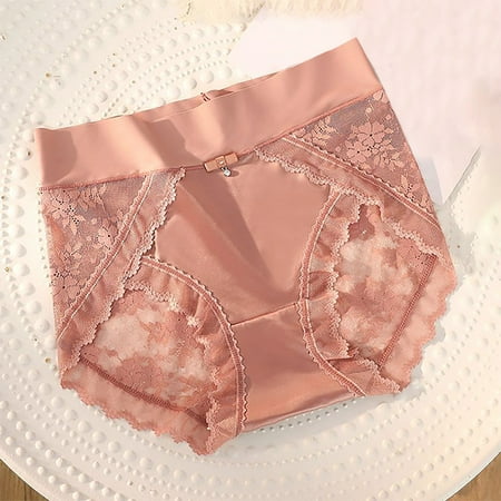 Instant Savings: Underwear Packs Woman  Ladies  Mid High Waisted Lace Sexy Hip Lifting And Abdominal Tightening Ice Silk Satin Seamless Lightweight And Breathable Sports Underwear For Ladies