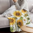 thumbnail image 3 of Yellow Sunflowers Blanket Soft Cozy Warm Throw Blanket for Couch, Plush Fuzzy Flannel Fleece Blankets for Sofa, Vintage Country Flowers Butterfly Wood Board Bed Blankets Gifts for Men, 50"x60", 3 of 9
