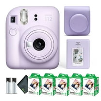 Fujifilm Instax Mini 12 Instant Camera Lilac Purple Bundle with Fuji Instax Mini Film Value Pack (100 Sheets)   Protective Carrying Case   Photo Album   Microfiber Cleaning Cloth