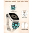 thumbnail image 4 of Wearlizer Leather Band Compatible with Apple Watch Band Women 38/40/41/42/44/45/49mm, Boho Western Vintage Turquoise Ethnic Antique Style Strap for iWatch Series Ultra 2 SE 9 8 7 6 5 4 3 2 1, 4 of 7