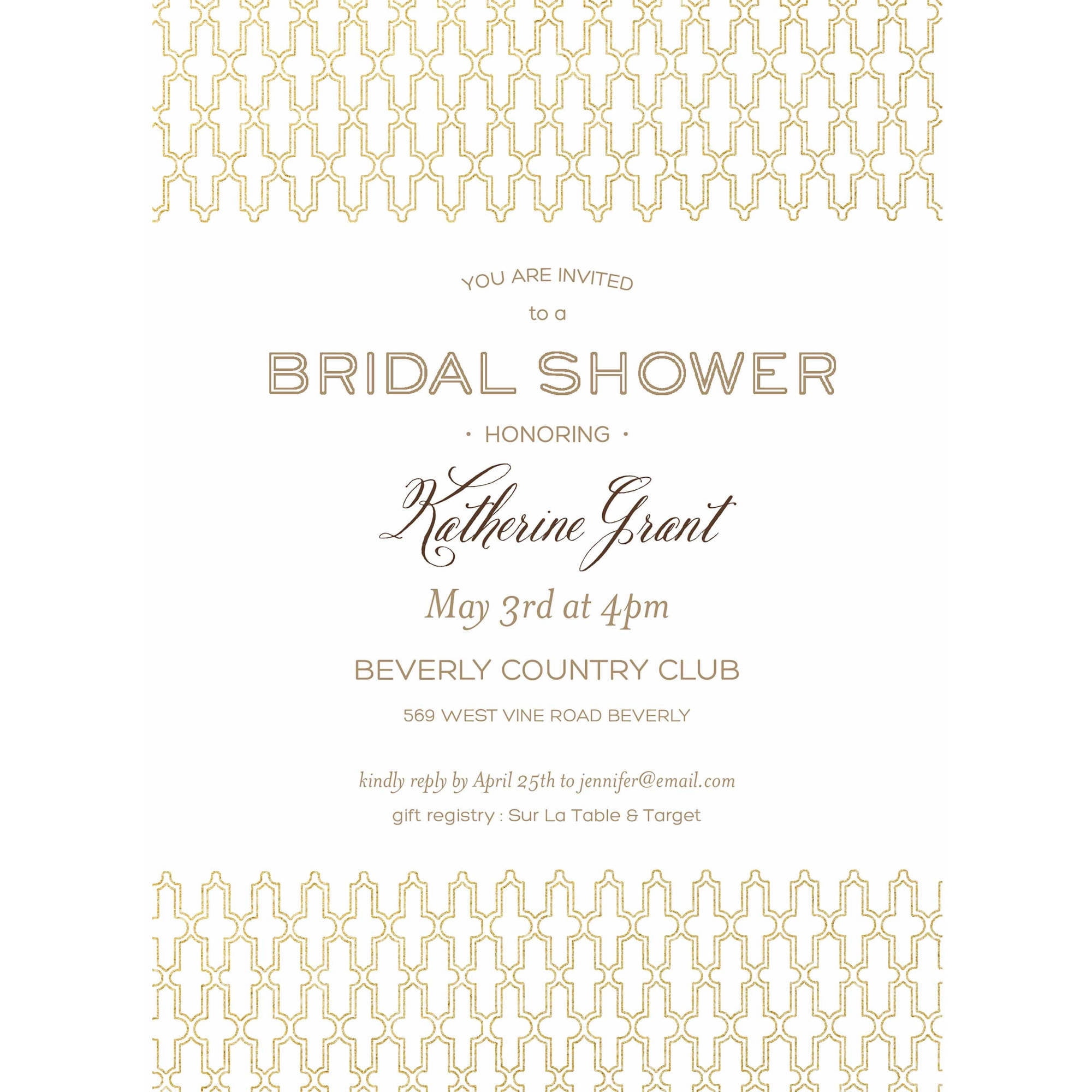 Loving Lattice Standard Bridal Shower Invitation Walmart
