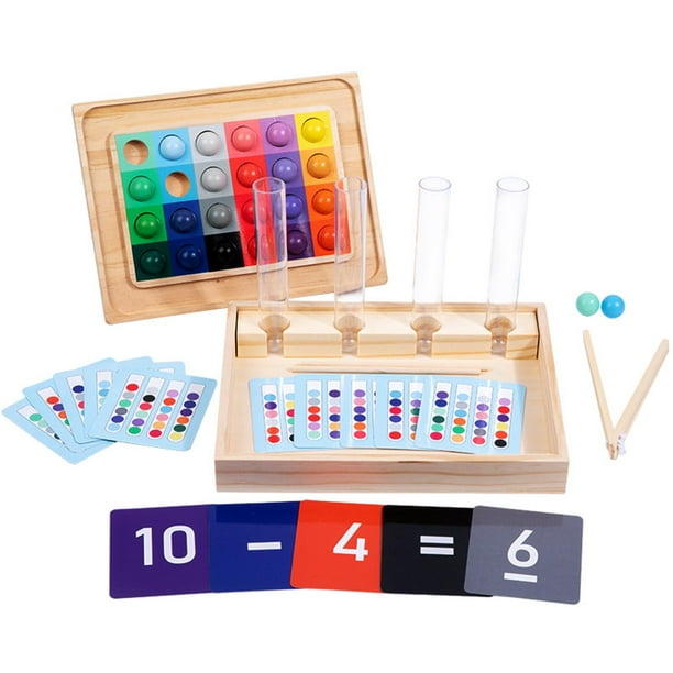 Bolas en tazas,Juego de clasificador de madera de juguete Montessori de bolas en tazas,Clasificación y conteo de colores Aprendizaje preescolar,Juego de mesa con clavija de madera de motor