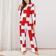 thumbnail image 2 of Fuzoiu Red Cross 1 Print Women's Long-Sleeved Pajama,Lounge Button Down Nightwear,Womens Notch Collar Pajama Set-XX-Large, 2 of 7