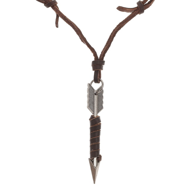 Collar de cadena de cuero con colgante de flecha, collar retro sencillo hecho a mano para hombre
