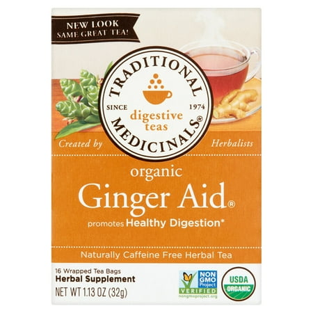 TRADITIONAL MEDICINALS digestif Thés aide gingembre biologique supplément de fines herbes Sacs Enveloppé de thé - 16 CT