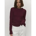 thumbnail image 3 of Women'S Basic Crewneck Sweater Long Sleeve Round Neck Pullover Dark Red L, 3 of 6