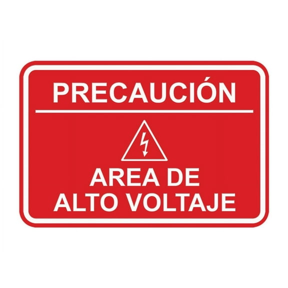 Signs ByLITA Classic Framed Precaución Area de Alto Voltaje Door or Wall Sign Easy Installation | Health And Safety | Building And Hospitality Sign (Red) - Large