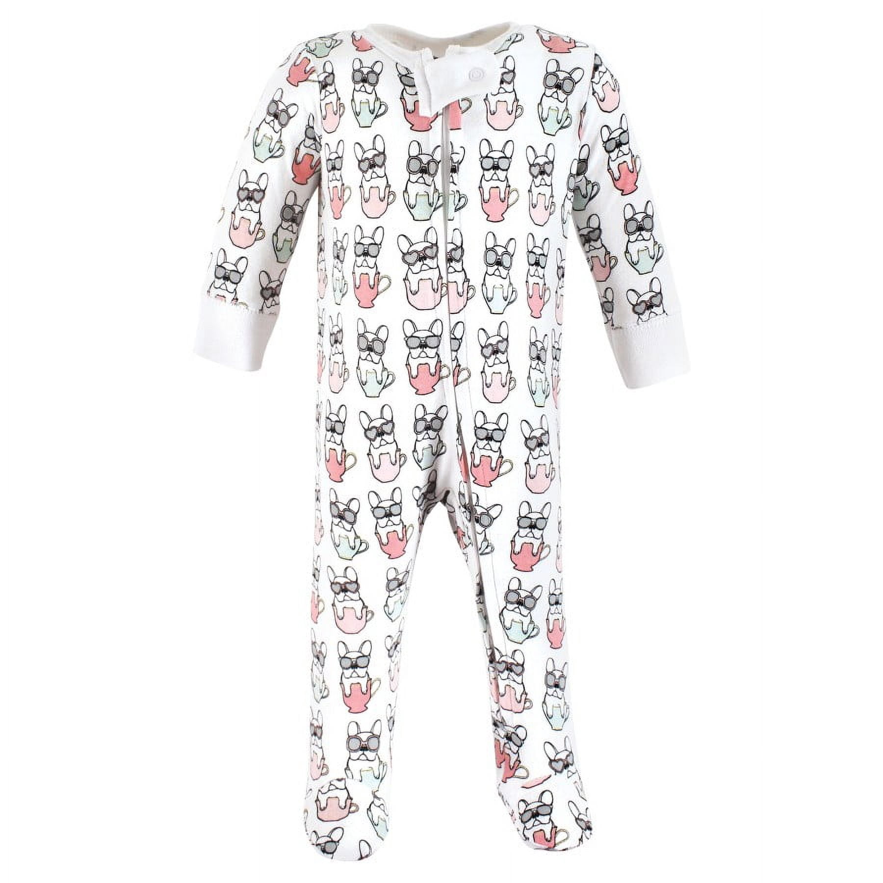 Hudson Baby Infant Girl Cotton Sleep and Play, Bonjour, 3-6 Months