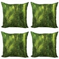 thumbnail image 1 of Ambesonne Green Throw Pillow Cover 4 Pack, Sun Beams Tropic Forest, 20", Green, 1 of 6