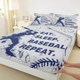 thumbnail image 3 of Castle Fairy Eat Sleep Baseball Boy 3pcs Twin Sheet Sets,Sport Theme Twin Fitted Sheet,Hippie Splash Breathable Flat Sheet,Lightweight Room Decor, 3 of 7