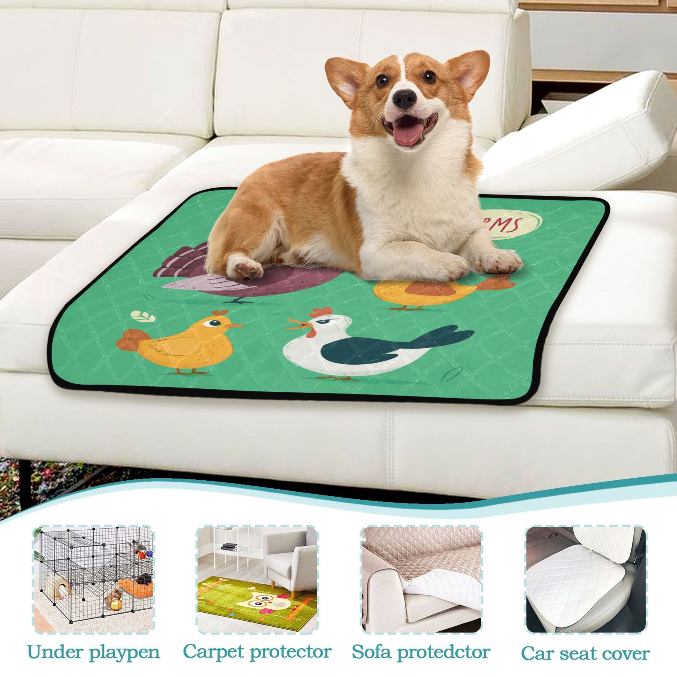 IAUYY Washable Pee Pads for Dogs Smallx3 Absorbent and Leak-Proof Non-Slip Reusable Puppy Pee Pads for Dogs Applicable to Playpen Potty Crate Speech Bubble