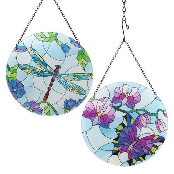 Exhart 9100889 16 in. Glass & Metal Dragonfly & Butterfly Outdoor Decoration, Assorted Color - Pack of 6