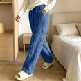 thumbnail image 5 of Women's Cable Knit Fuzzy Loungewear Pants Elastic Waist Jogger Style Warm Plush Home Trousers with Pockets for Fall Winter, 5 of 6