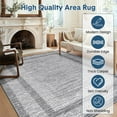 thumbnail image 2 of 8x10 Modern Rug Thin Washable Non-Slip Geometric Border Low Pile Foldable Soft Non-Shedding Indoor Accent Carpet Gray, 2 of 7