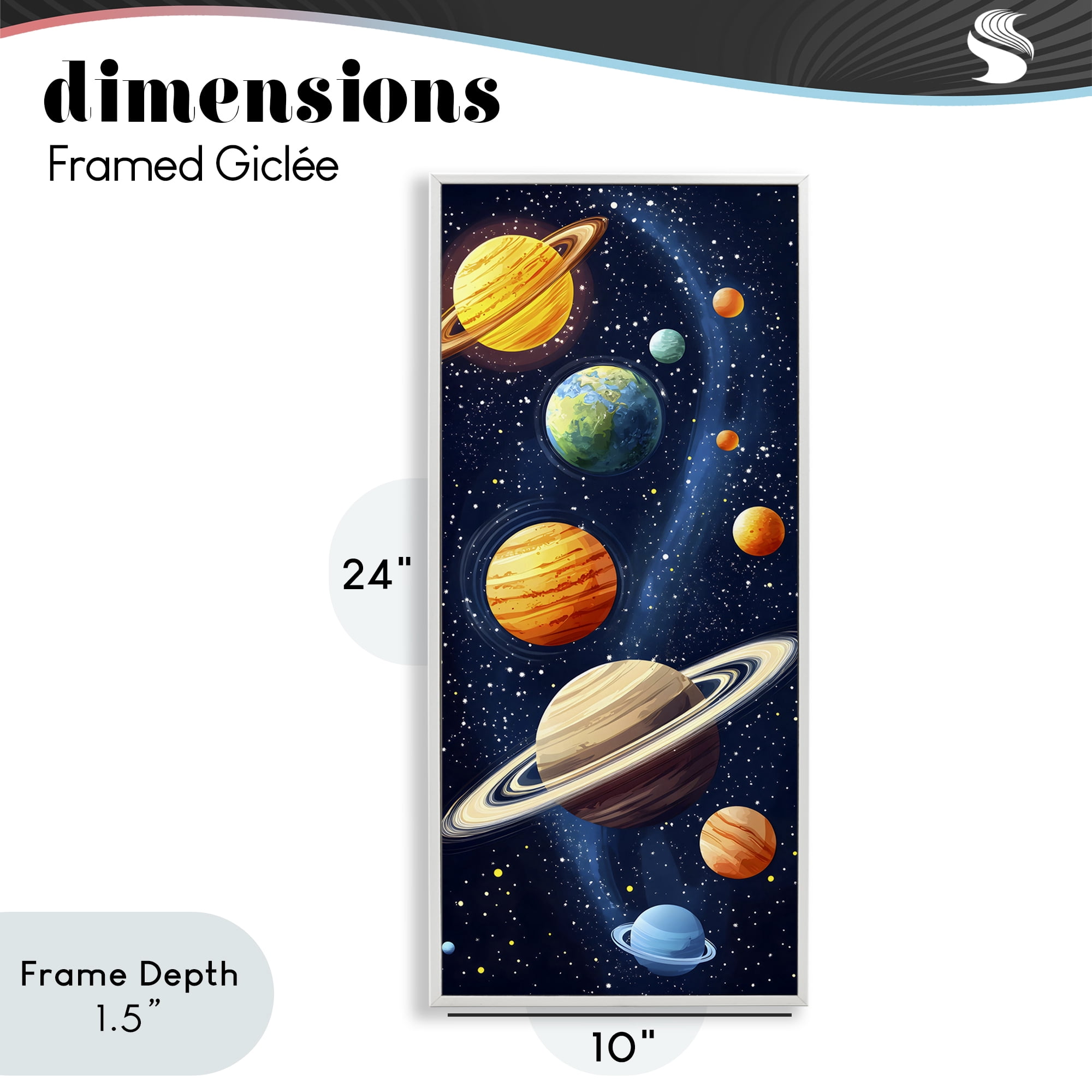 Stupell Industries Galaxy Swirl Planetary Orbit White Framed Giclee Art, design by Creative Studio