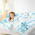 thumbnail image 3 of Manfei Cute Bowknot Bedding Full Comforter Set,Geometric Stripes Down Comforter,Blue White Bedding Sets Full with Comforter,Super Cozy Room Decor Reversible,3 Pieces, 3 of 7
