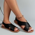 thumbnail image 2 of ShiShine Womens Flat Sandals Summer PU Sandals Classic Soft Comfort Walking Sandals, 2 of 5