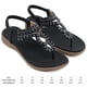 thumbnail image 2 of Sandalias vintage de fondo plano para mujer Zapatos antideslizantes para vacaciones de verano (36 negro), 2 of 9
