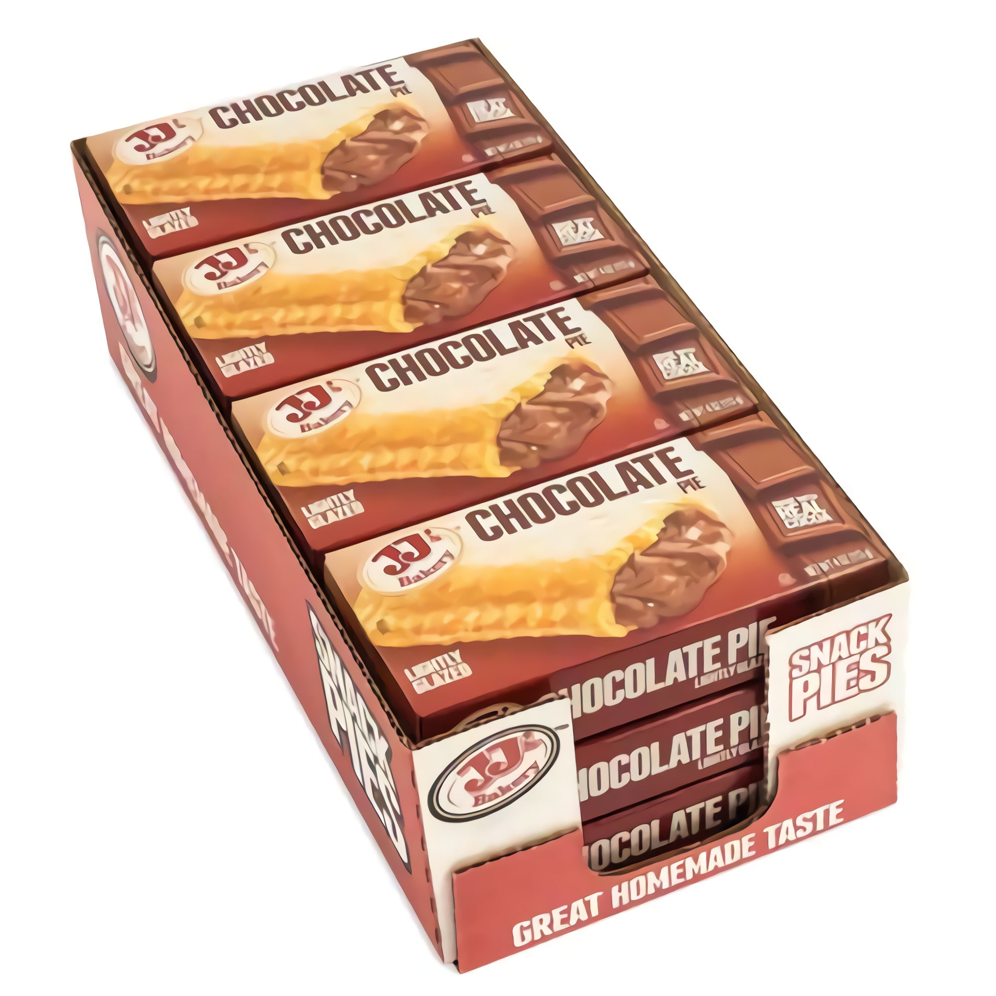 JJ's Bakery Chocolate Snack Pies, Individually Wrapped, Nut-Free, Kosher Parve, 4 oz, Pack of 12
