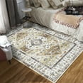 thumbnail image 3 of Tzou Area Rug 5x7 Washable Low-Pile Vintage Carpet for Living Room, Non-Slip Backing Non-Shedding Indoor Floor Mat for Home Office, Tan, 3 of 7