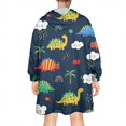 thumbnail image 2 of Wearable Oversized Blanket,DarkBlue Dinosaurs Clouds Rainbows Pattern Wearable Blanket Hoodie for Adults,Cozy Hooded Blankets with Super Pockets,Super Warm Fuzzy Pullover for Women & Men, 2 of 6