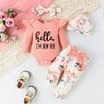 thumbnail image 6 of HWJAD Hello I'M New Here Newborn Outfit Baby Girl Going Home Outfit Ruffle Romper Top Floral Pants Set Cute Fall Winter Clothes, 6 of 10