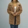 thumbnail image 5 of IROINNID Women's Shearling Jacket Long Sleeve Solid Color Notch Lapel Outwear, Leisure Large Lapel Thickened Plush Jacket, 5 of 7