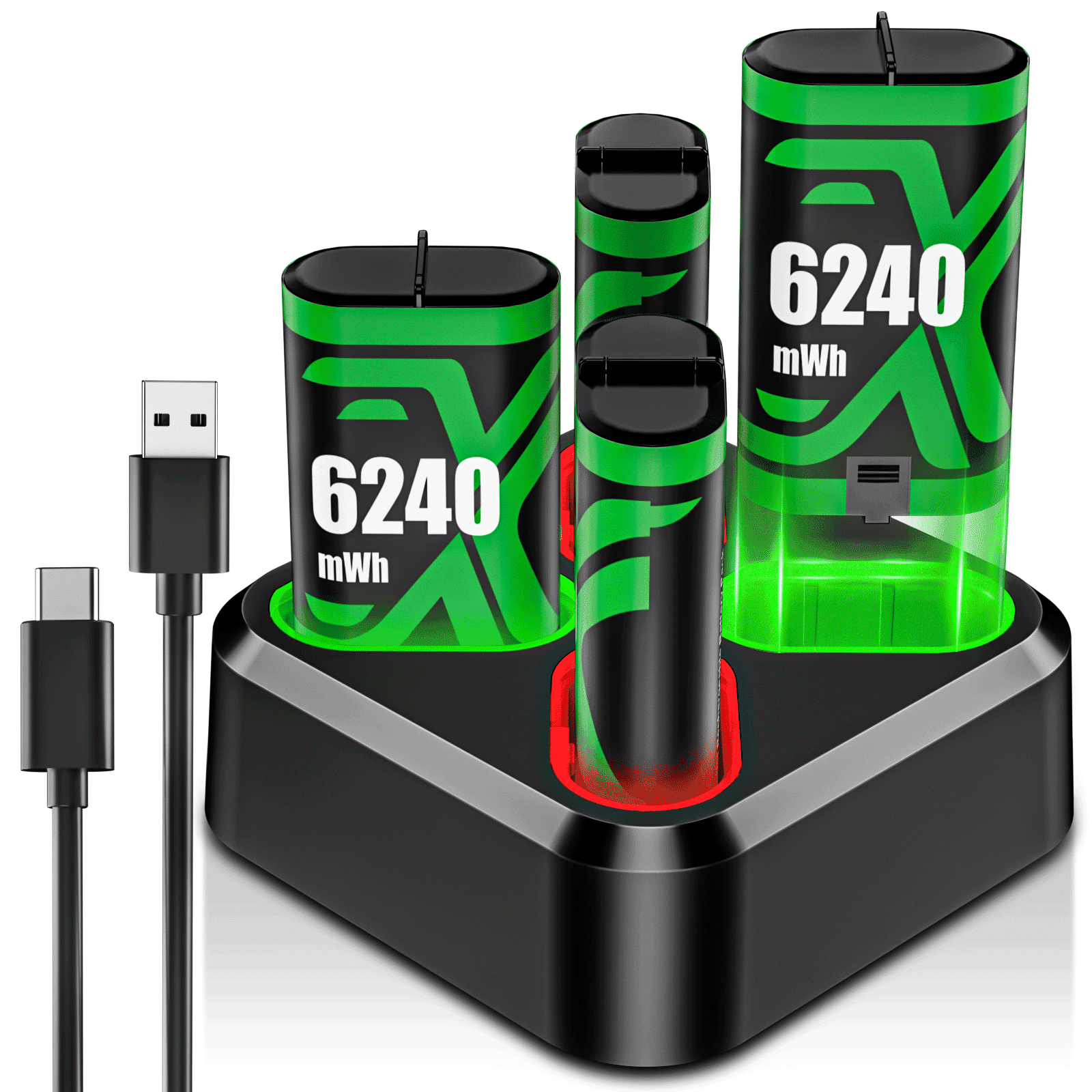 Rechargeable Xbox Controller Battery Pack for Xbox one/Xbox One S/Xbox X/Xbox Elite/Xbox Series X|S, 4x6240mWh Batteries Pack for Xbox Accessories Kits, Xbox 360 Console,Xbox Controller Battery Pack