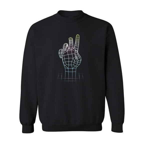 80s Futuristic Laser Grid Hand Sweatshirt Men -Image by Shutterstock, Male Large